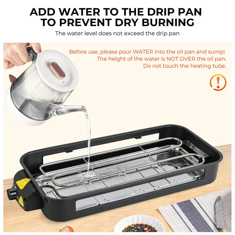 2-in-1 1800W Smokeless Electric Grill Pan, Non-Stick Removable Indoor Cooking Plate