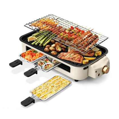 2-in-1 1800W Smokeless Electric Grill Pan, Non-Stick Removable Indoor Cooking Plate